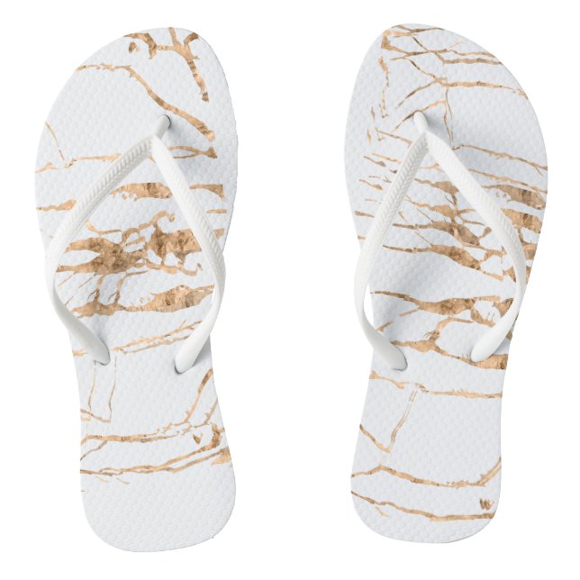 Modern Cracked Gold White Stylist Professional Thongs (Footbed)