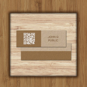 Modern Craft QR Code Brown Business Card