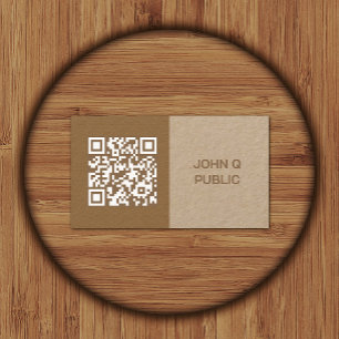 Modern Craft QR Code Brown Business Card