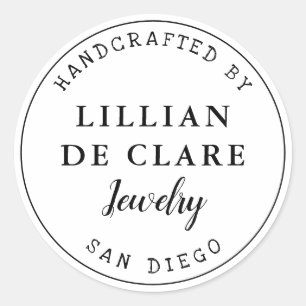 Modern Crafting Business, City Name Classic Round Sticker