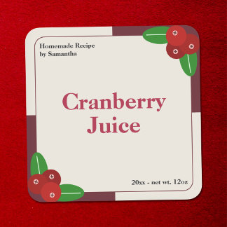 Modern Cranberry Juice Label Sticker