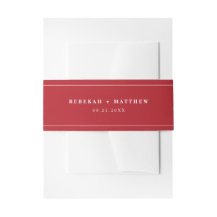 Modern Cranberry Red Wedding Invitation Belly Band