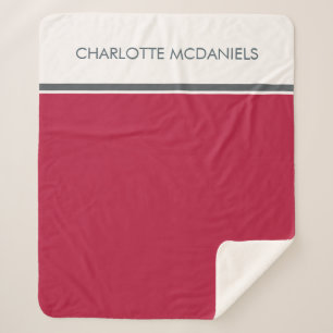 Modern Cranberry Simple Personalised Name Sherpa Blanket