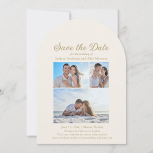 Modern Cream 4 Photo 2 Sided Arch Wedding Save The Date