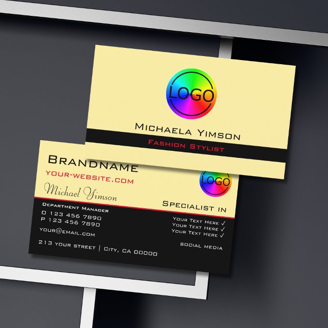 Modern Cream and Black Chic with Logo Professional Business Card (Creator Uploaded)