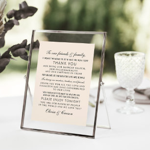 Modern Cream and Black Script Wedding Guest Thank You Card