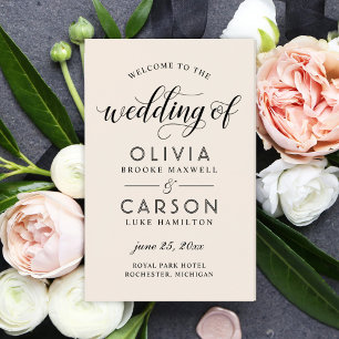 Modern Cream and Black Script Wedding Programs