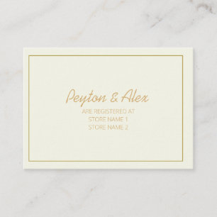 Modern Cream and Gold Script Wedding Registry Enclosure Card