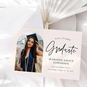 Modern Cream Arch Photo Graduation Announcement