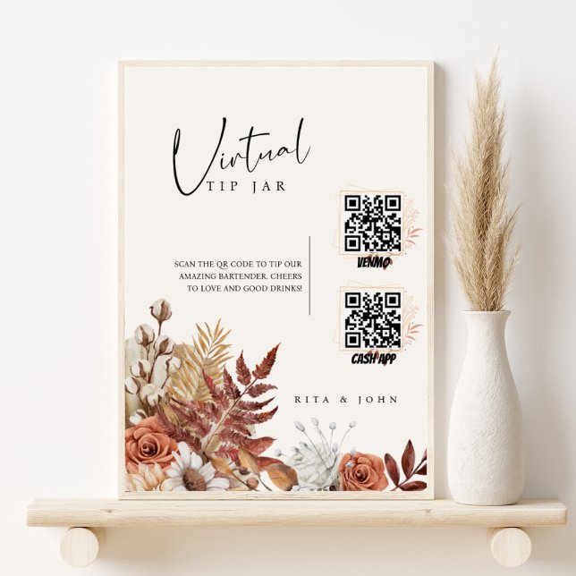 Modern Cream Boho Tip Your Bartender Wedding Sign (Creator Uploaded)