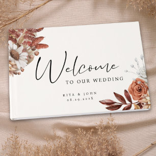Modern Cream boho Wedding Foil Guestbook