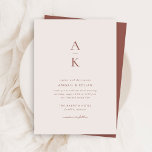 Modern Cream Brown Monogram Earth Tone Wedding Invitation<br><div class="desc">Modern Cream Brown Monogram Earth Tone Wedding Invitation features modern type pairings in soft,  modern earth tones.</div>