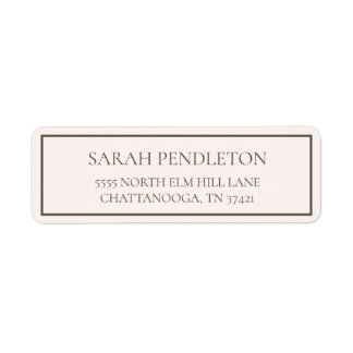 Modern Cream Brown Return Address Label