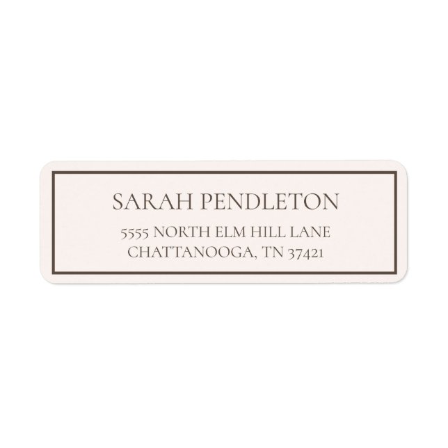 Modern Cream Brown Return Address Label (Front)