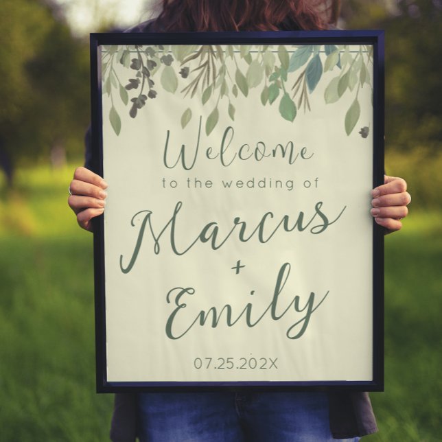 Modern Cream & Eucalyptus Wedding Welcome   Poster (Creator Uploaded)