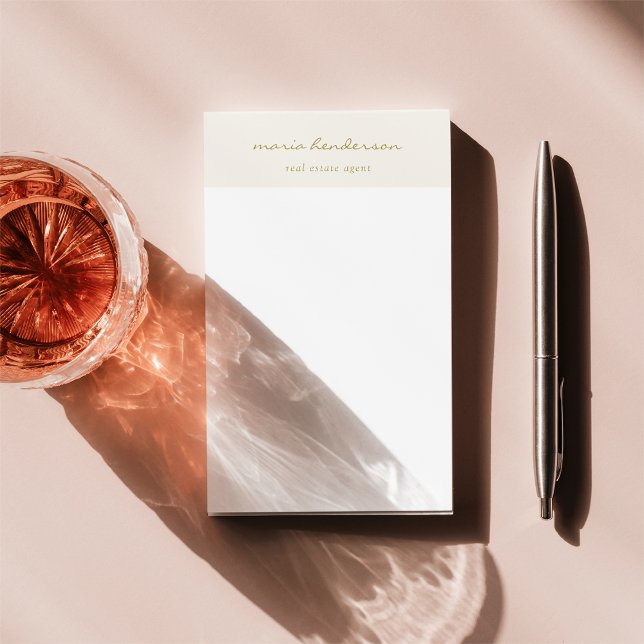 Modern Cream Gold Script Calligraphy Monogram Post-it Notes (Creator Uploaded)