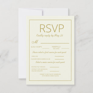 Modern Cream Gold Wedding RSVP Vertical Meal Card
