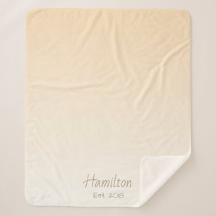 Modern Cream Gradient & Family Name Sherpa Blanket