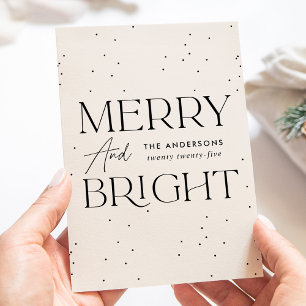 Modern Cream Merry and Bright Non-Photo Holiday Card