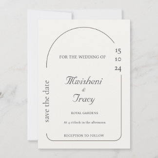 Modern Cream Minimalist Wedding Invitation