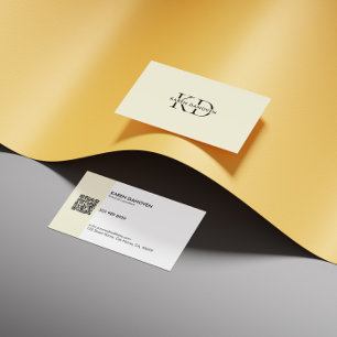 Modern Cream Monogram Professional Business Card