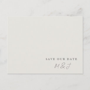 Modern Cream Monogram Save the Date Postcard