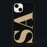 Modern cream natural initial minimal contemporary Case-Mate iPhone 14 case<br><div class="desc">Modern cream natural black initial monogram minimal contemporary phone case design.</div>