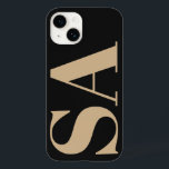 Modern cream natural initial minimal contemporary Case-Mate iPhone 14 case<br><div class="desc">Modern cream natural black initial monogram minimal contemporary phone case design.</div>