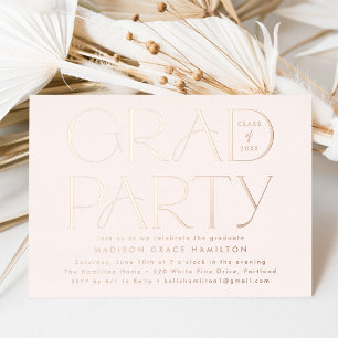 Modern Cream Rose Gold Typography Graduation Party