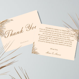 Modern Creamy pampas grass wedding Thank You Card
