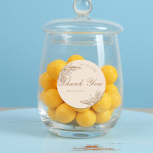 Modern Creamy pampas grass wedding Thank You Classic Round Sticker