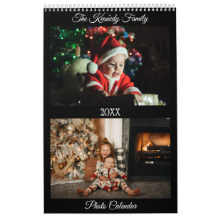 Modern Create your own Custom Family Photos Black Calendar