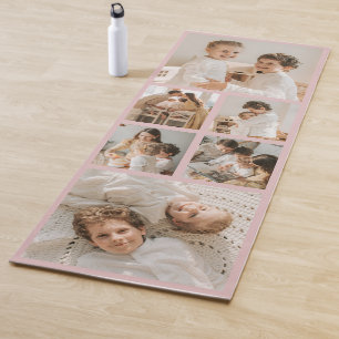 Modern Create Your Own Photo Collage Blush Pink Yoga Mat