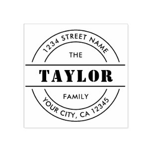 MODERN Create Your Own Round Return Address Rubber Stamp