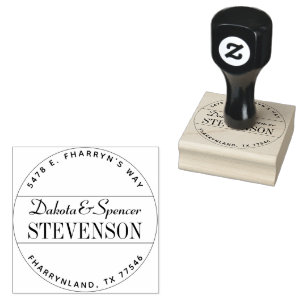 Modern Create Your Own Wedding Name Return Address Rubber Stamp