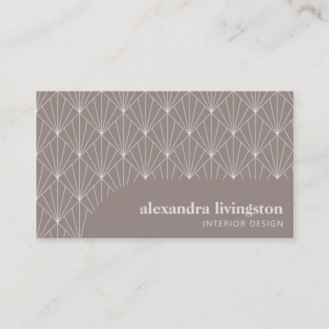 Modern Creative Art Deco Taupe Brown Professional Business Card (Front)