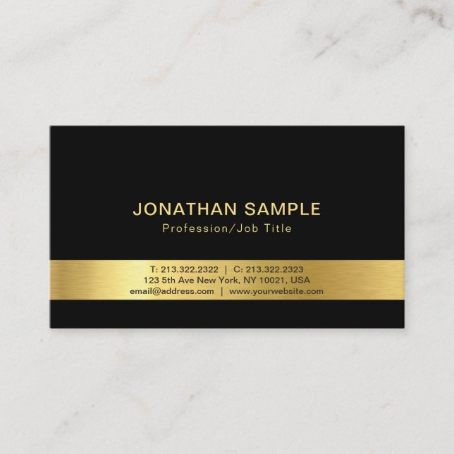 Modern Creative Black and Gold Template Luxury Business Card (Front)