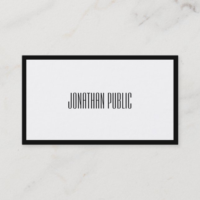 Modern Creative Black And White Professional Plain Business Card (Front)