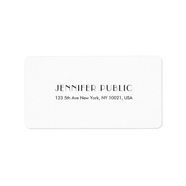 Modern Creative Design Trendy White Template Label (Front)