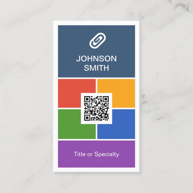 Modern Creative Flat Metro Style with QR Code Business Card (Front)