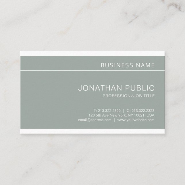 Modern Creative Green Sleek Professional Plain Business Card (Front)