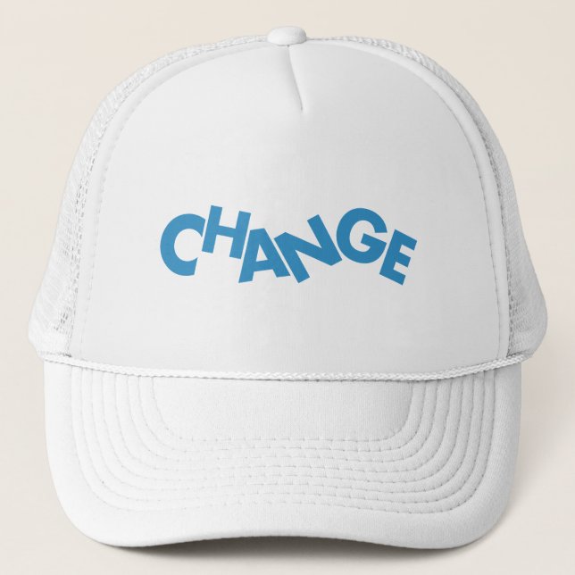 Modern, creative, playful graphic design of Change Trucker Hat (Front)