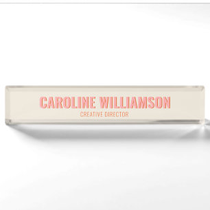 Modern Creative Professional Retro Pink Orange QR Nameplate