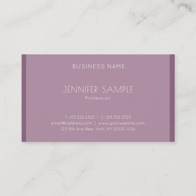 Modern Creative Sleek Designed Plain Professional Business Card (Front)