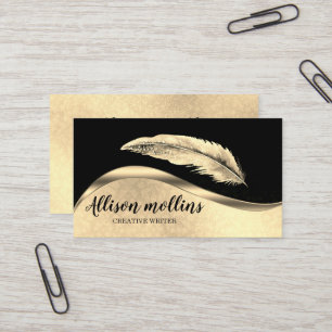 Modern Creative Writer Feather Logo Business Card