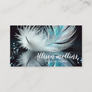 Modern Creative Writer Feather Logo Business Card