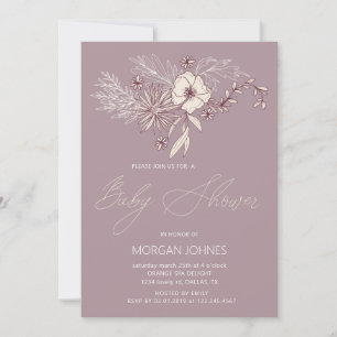 Modern Creme Floral Baby Shower Invitation