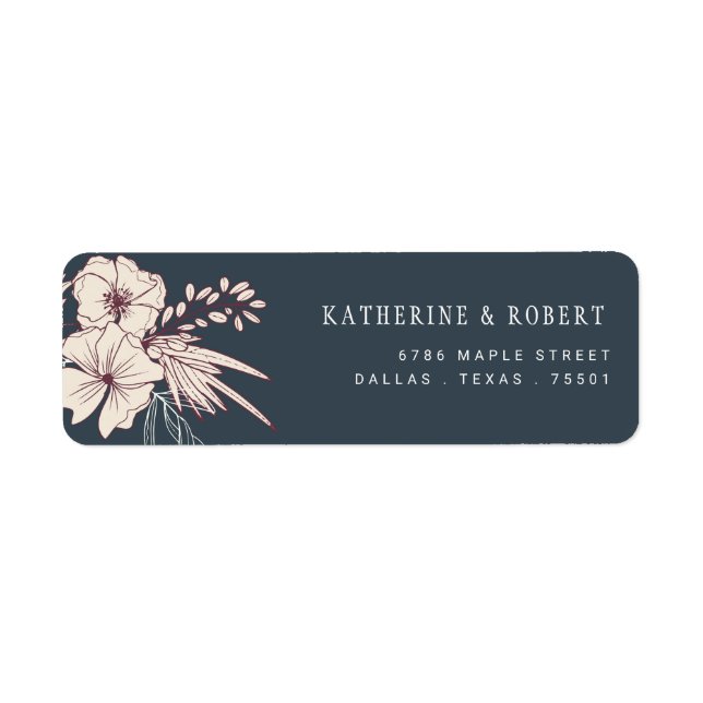 Modern Creme Floral Return Address Label (Front)