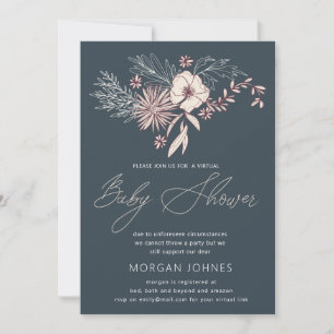 Modern Creme Floral Virtual Baby Shower Invitation