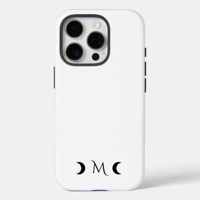 Modern Crescent Moons Black and White Monogram Case-Mate iPhone Case (Back)
